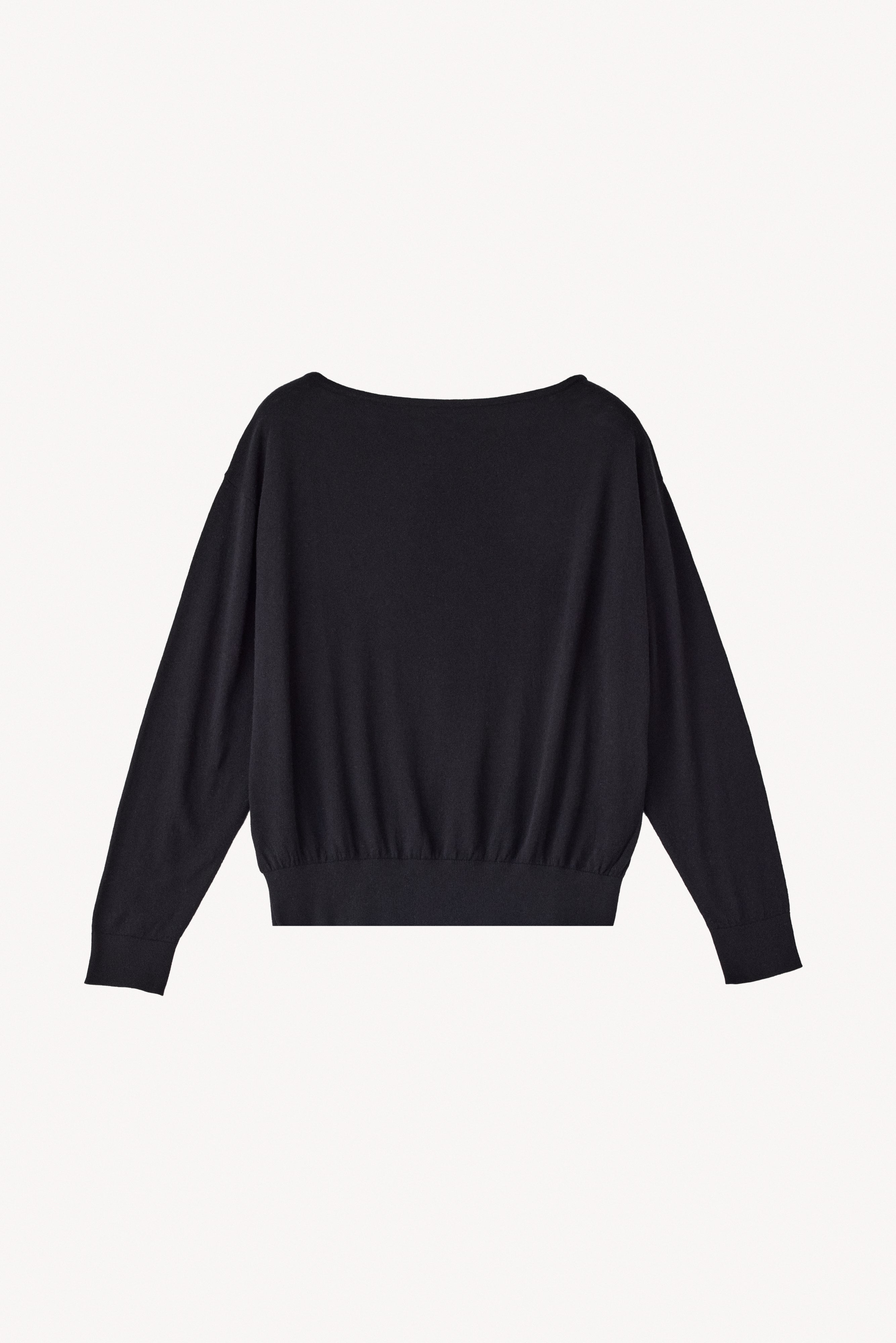 【BLACK】Pure Wool ボートネックニット