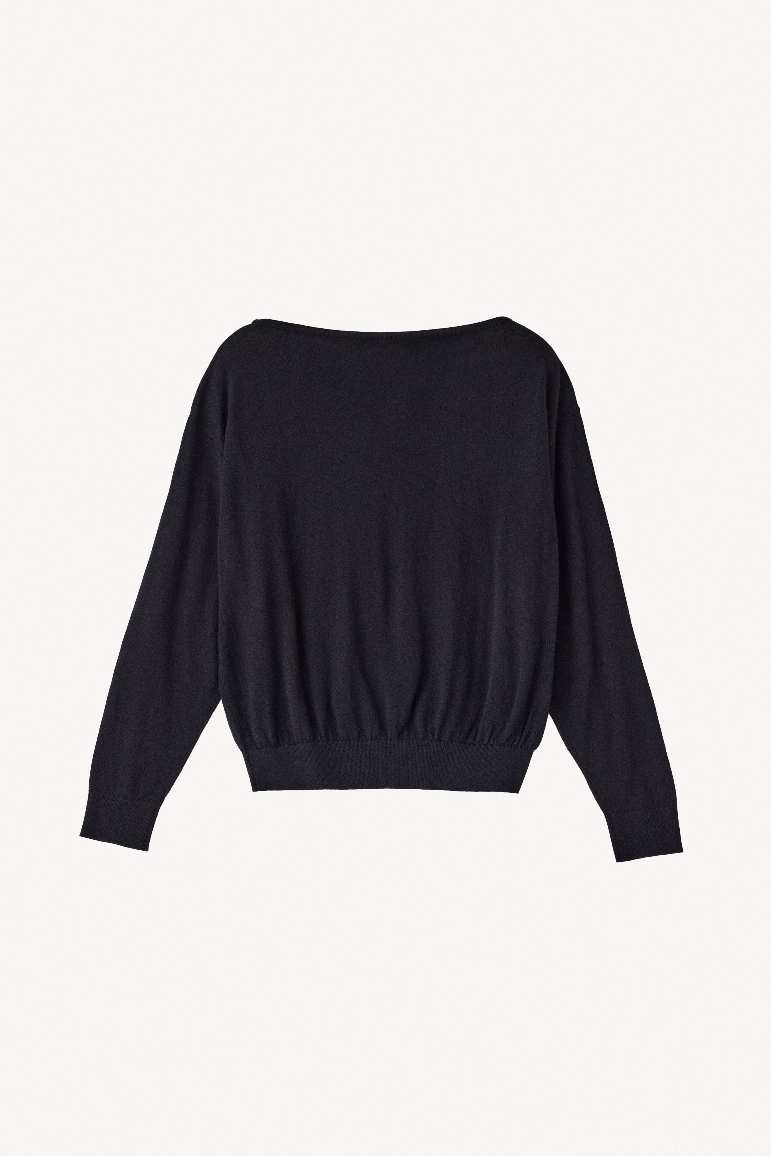 【BLACK】Pure Wool ボートネックニット