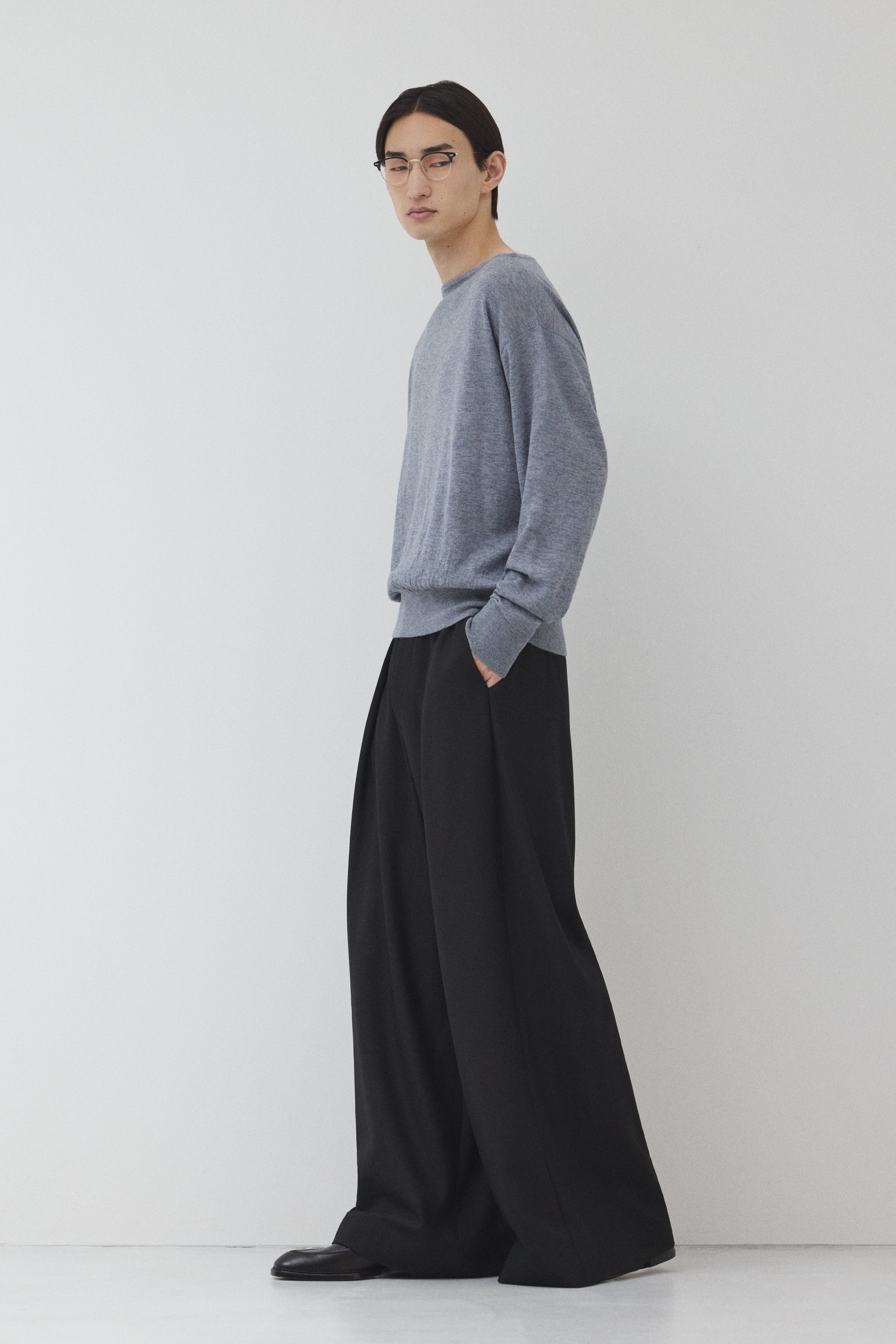 【GRAY】Pure Wool ボートネックニット