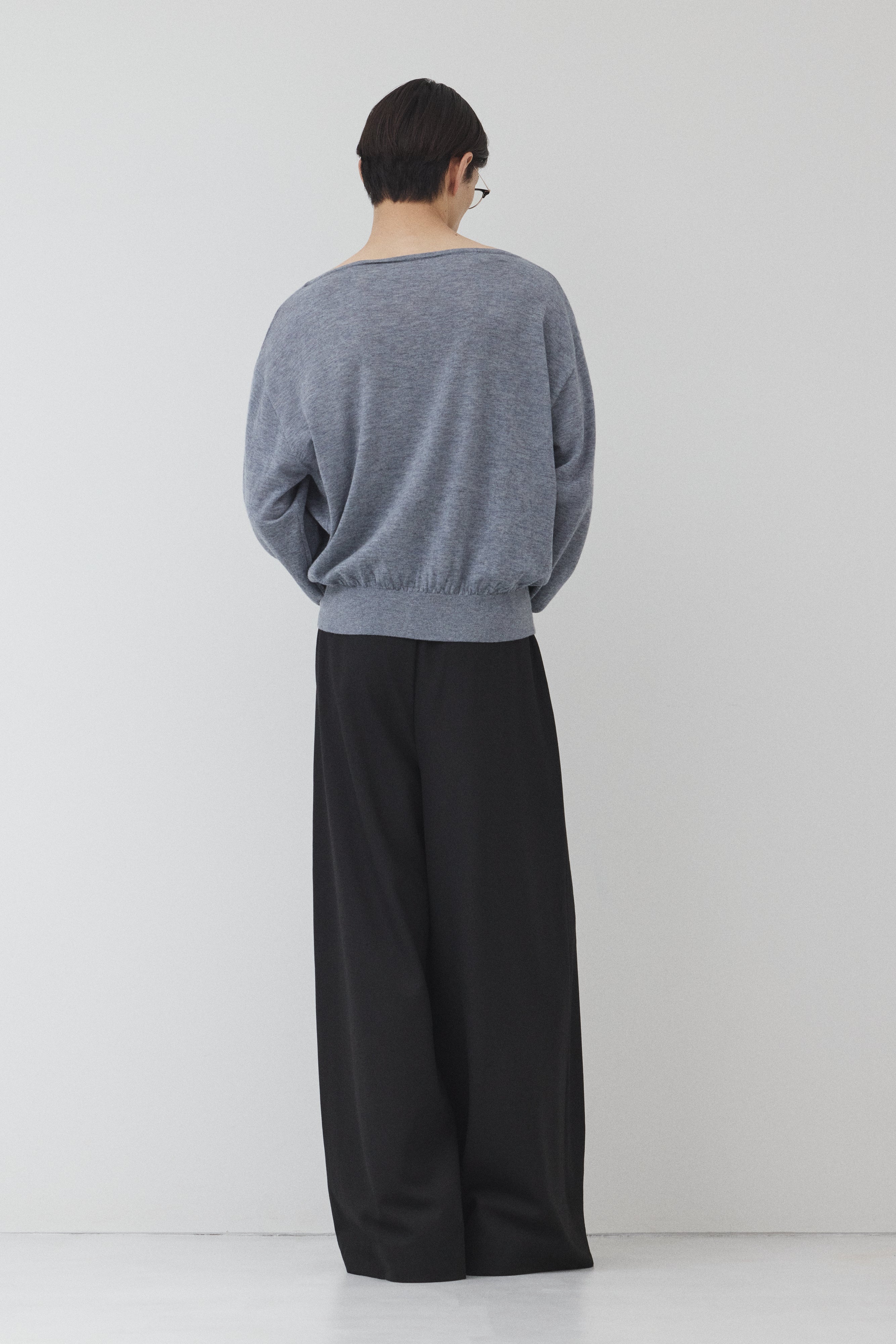 【GRAY】Pure Wool ボートネックニット