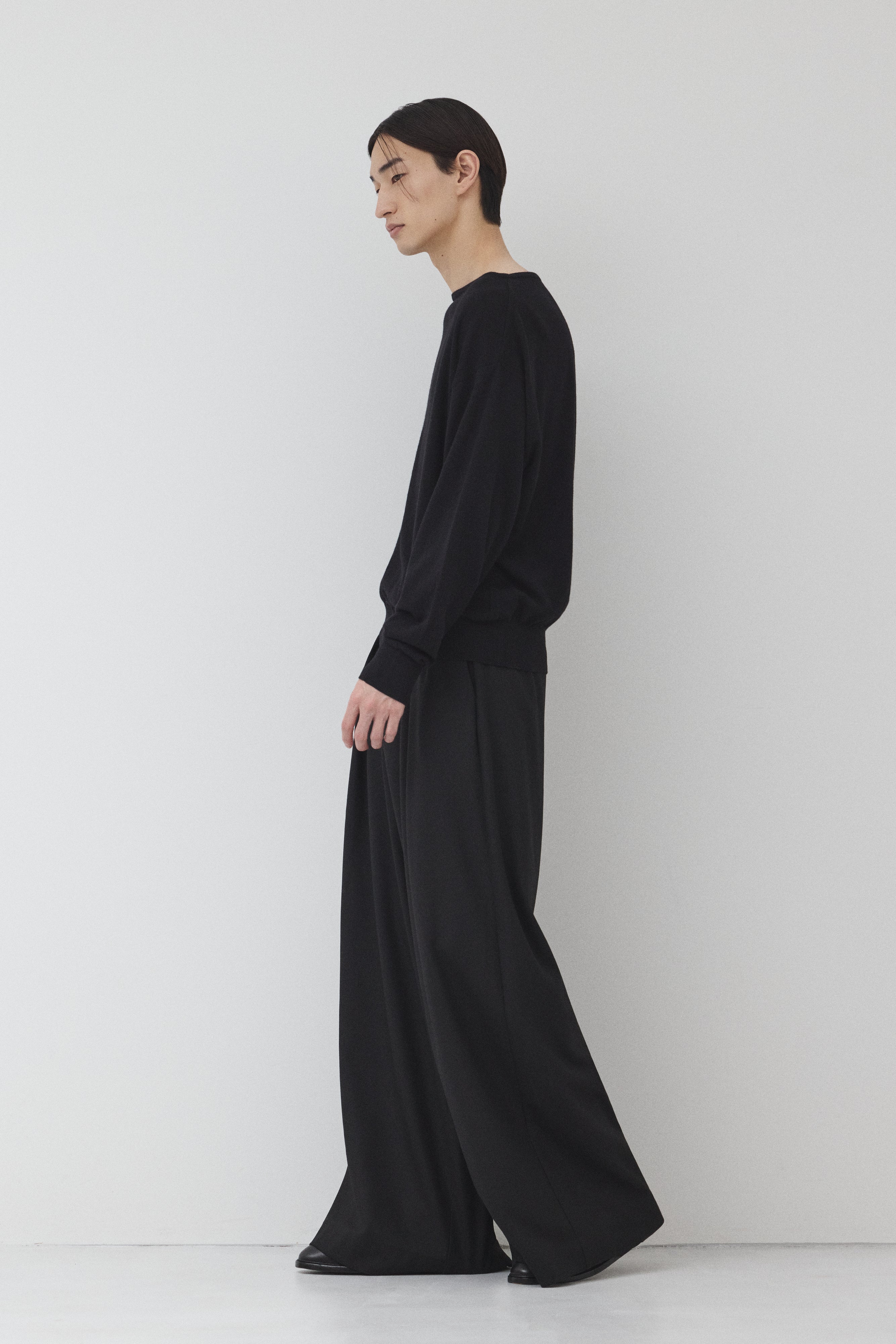 【BLACK】Pure Wool ボートネックニット
