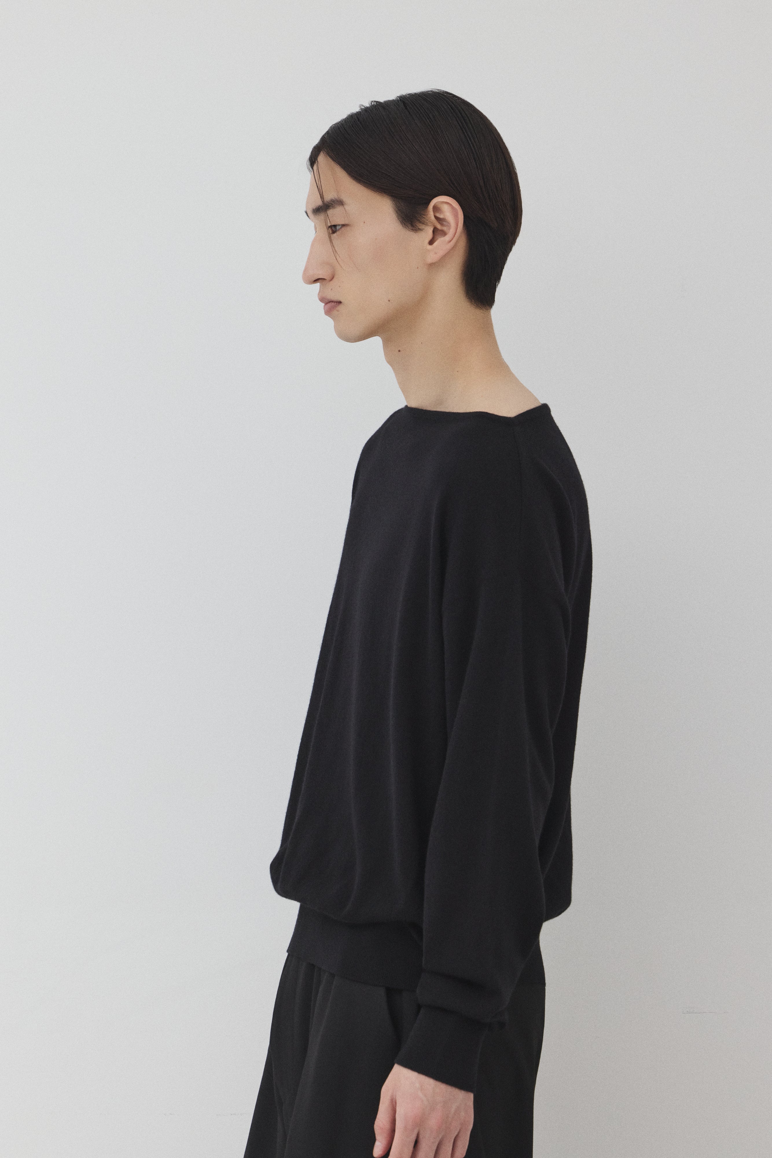 【BLACK】Pure Wool ボートネックニット