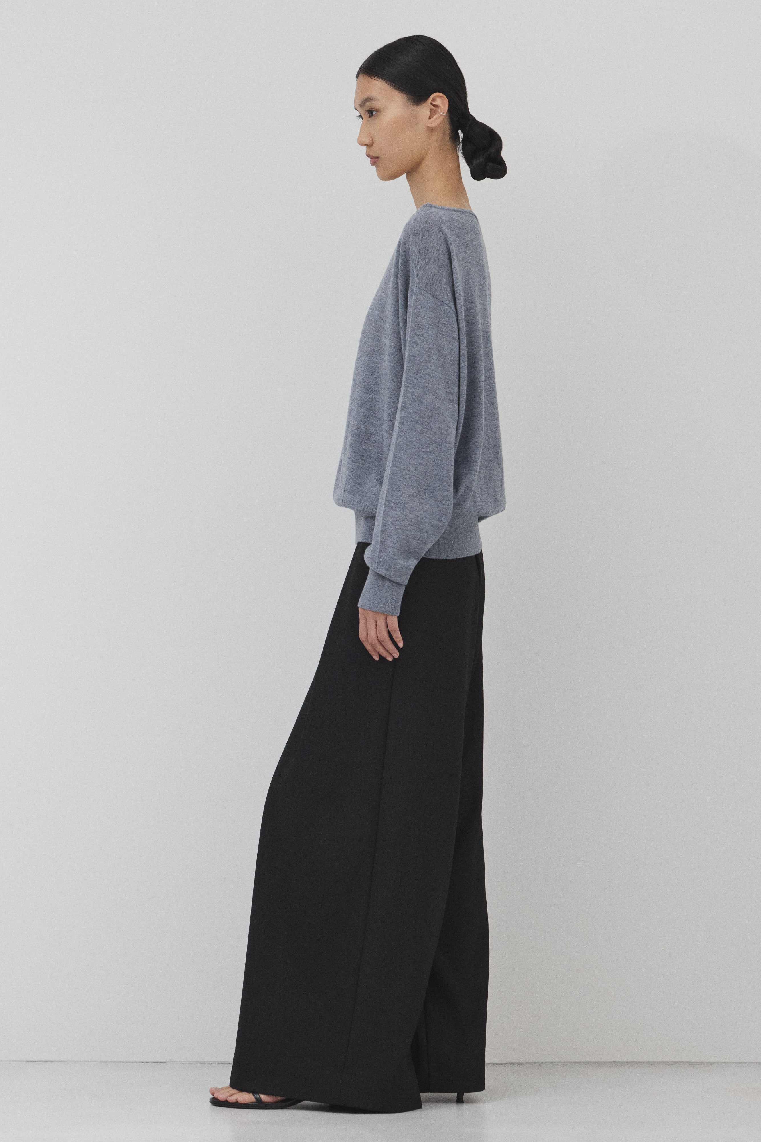 【GRAY】Pure Wool ボートネックニット