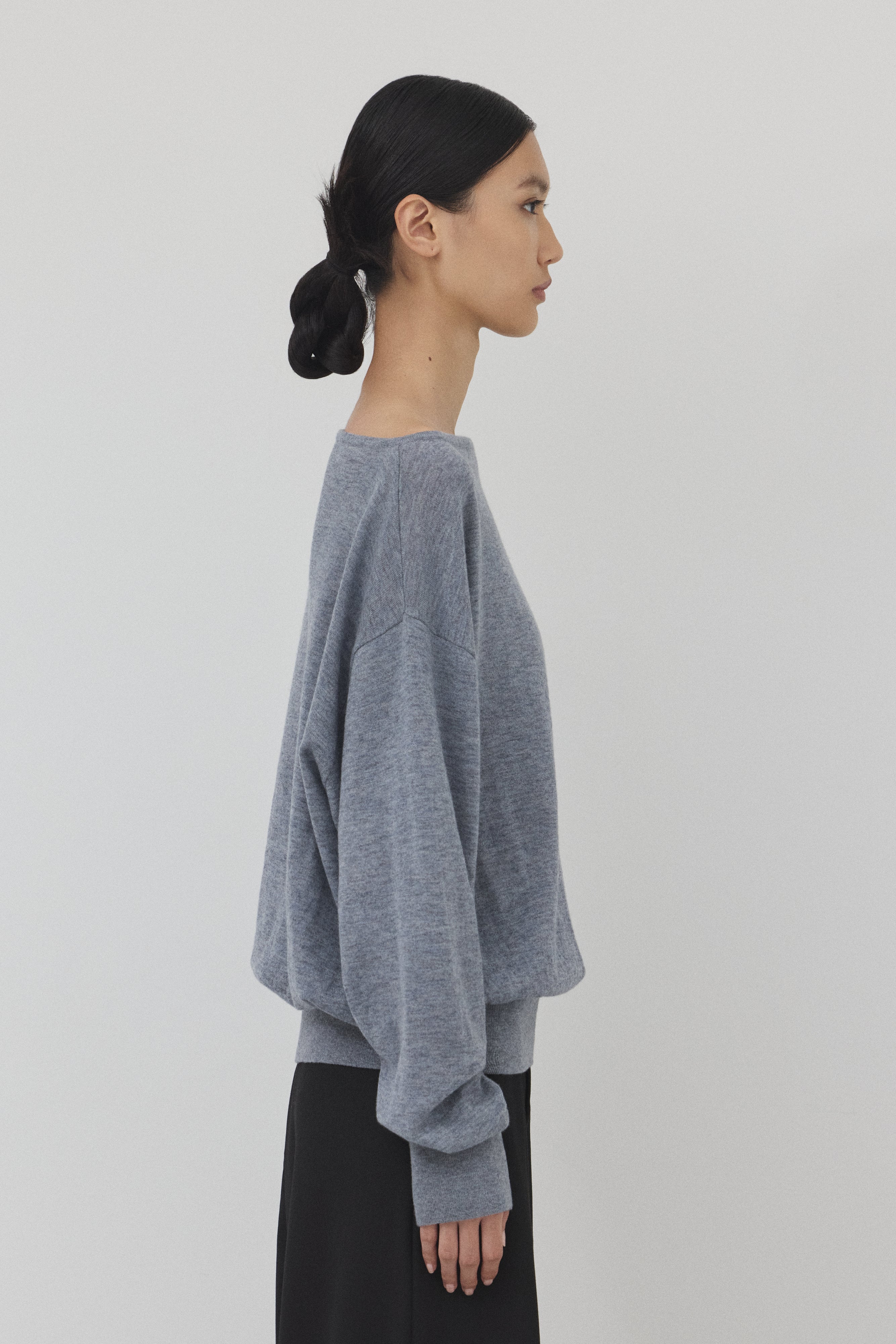 【GRAY】Pure Wool ボートネックニット