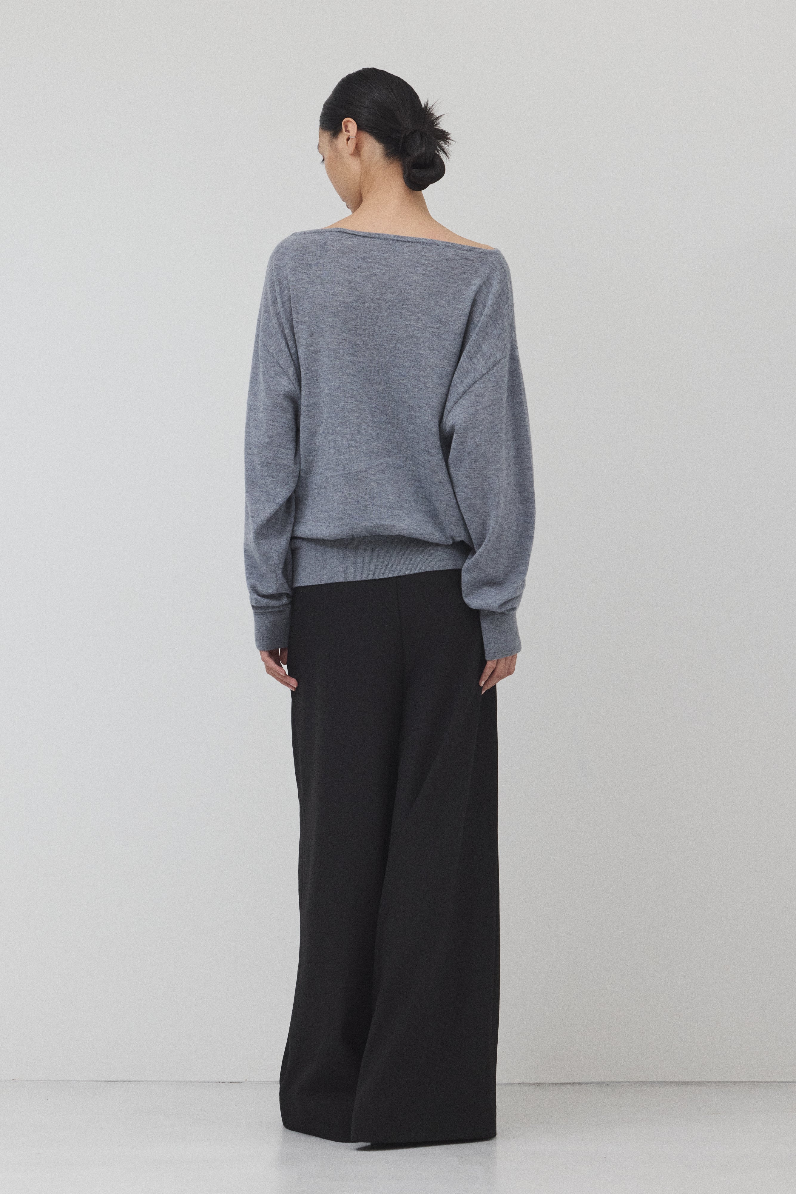【GRAY】Pure Wool ボートネックニット