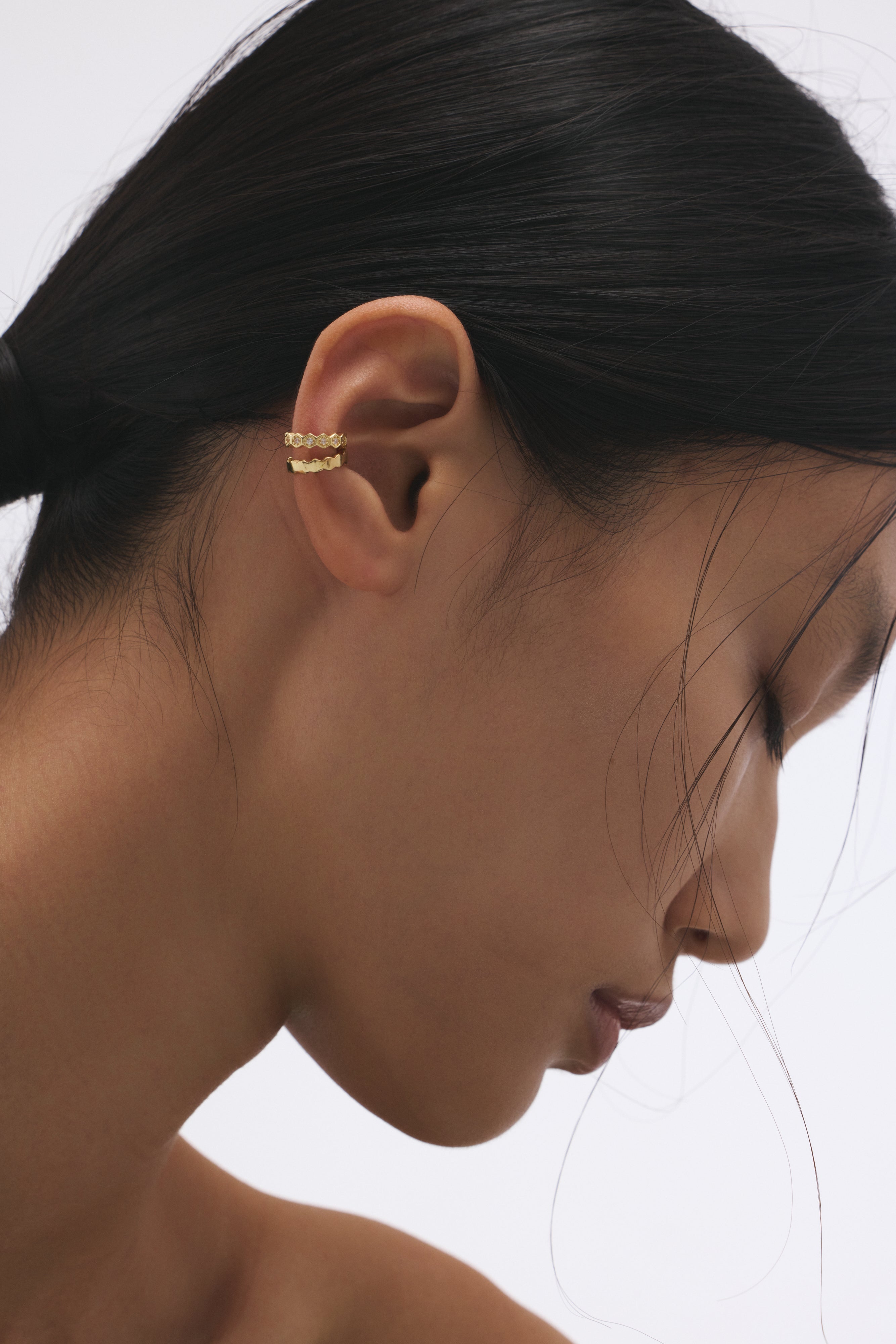 【ゴールド】Honeycomb Edge Ear Cuff Set