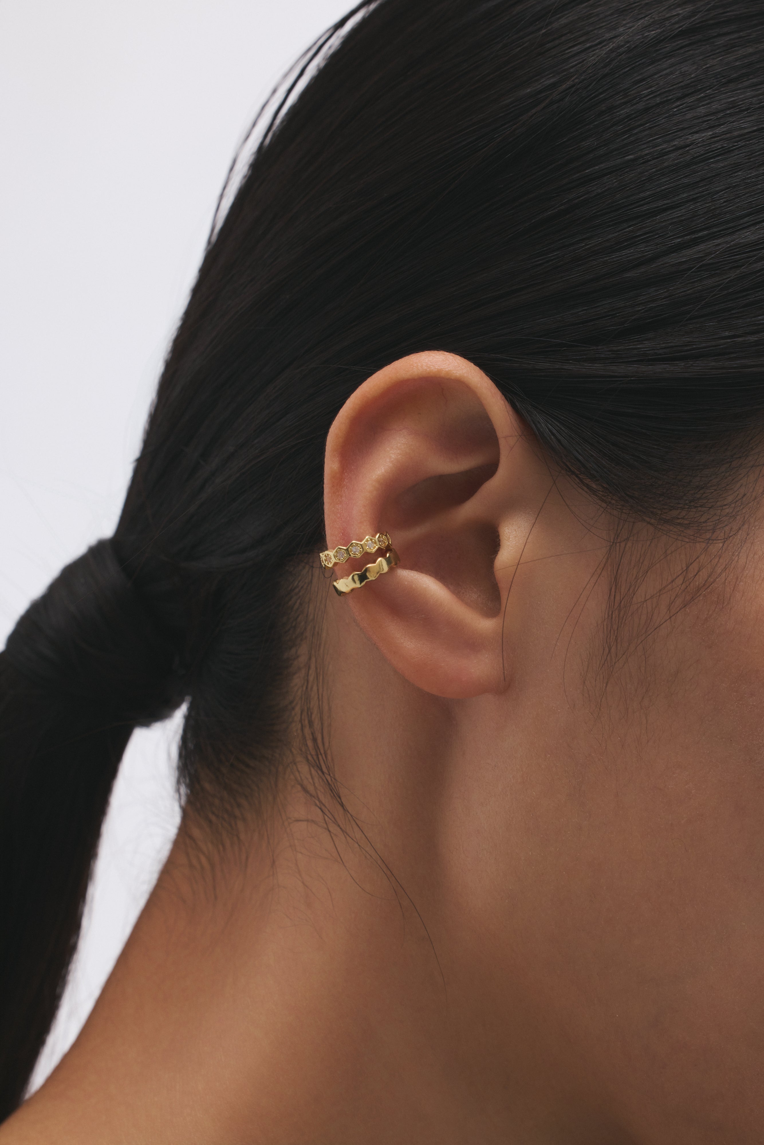 【ゴールド】Honeycomb Edge Ear Cuff Set