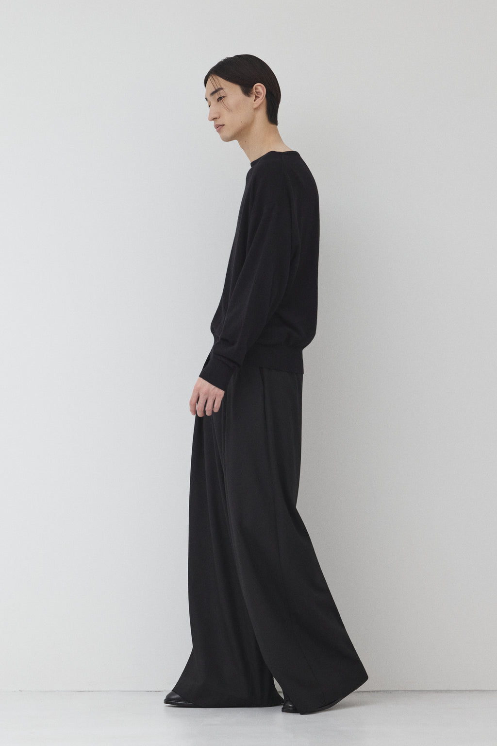 【BLACK】Pure Wool ボートネックニット