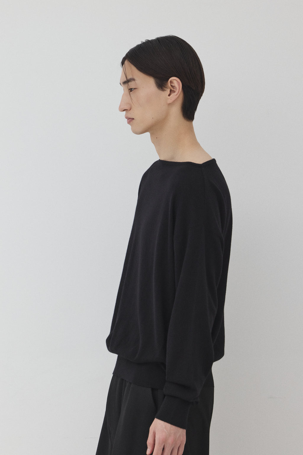 【BLACK】Pure Wool ボートネックニット