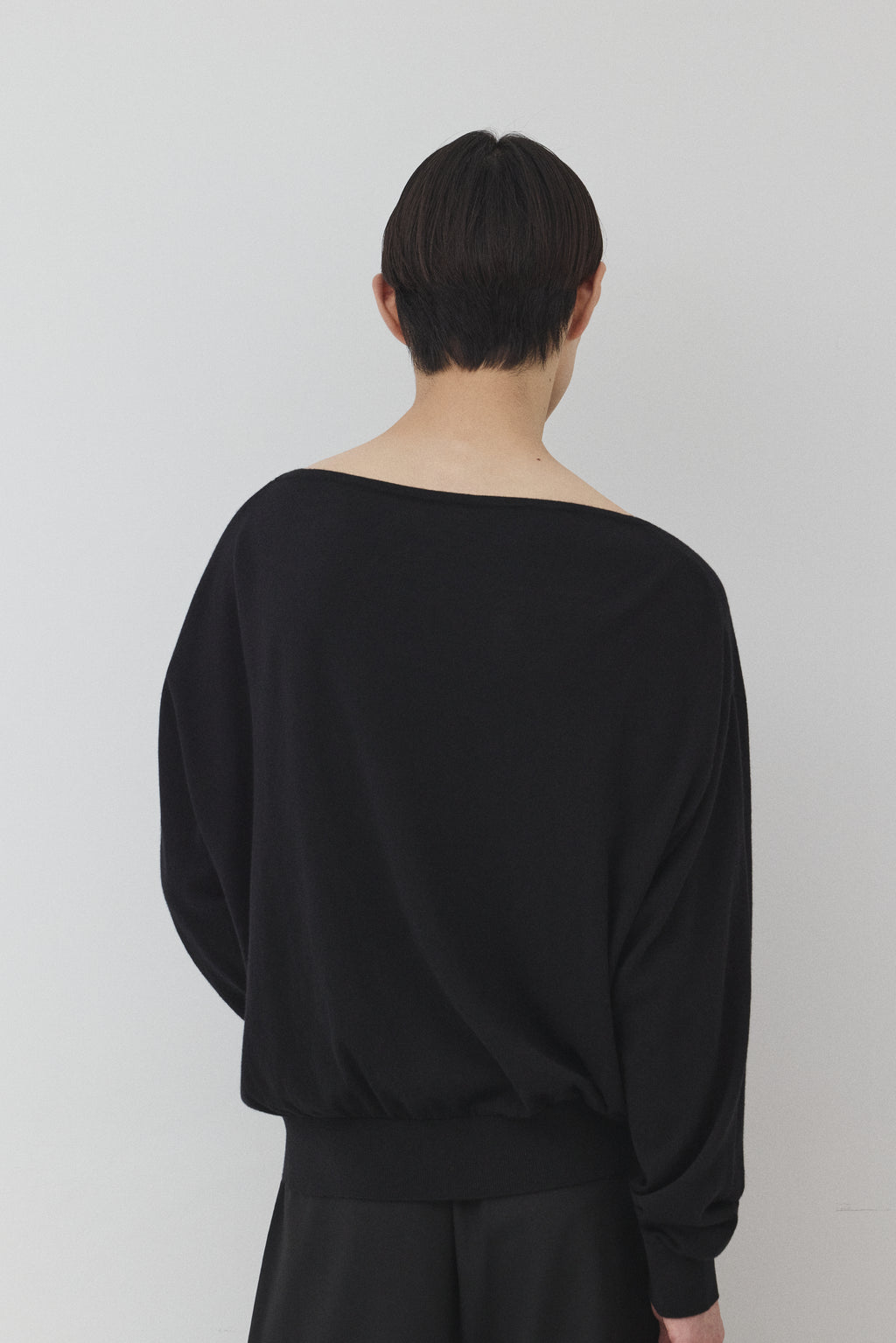 【BLACK】Pure Wool ボートネックニット
