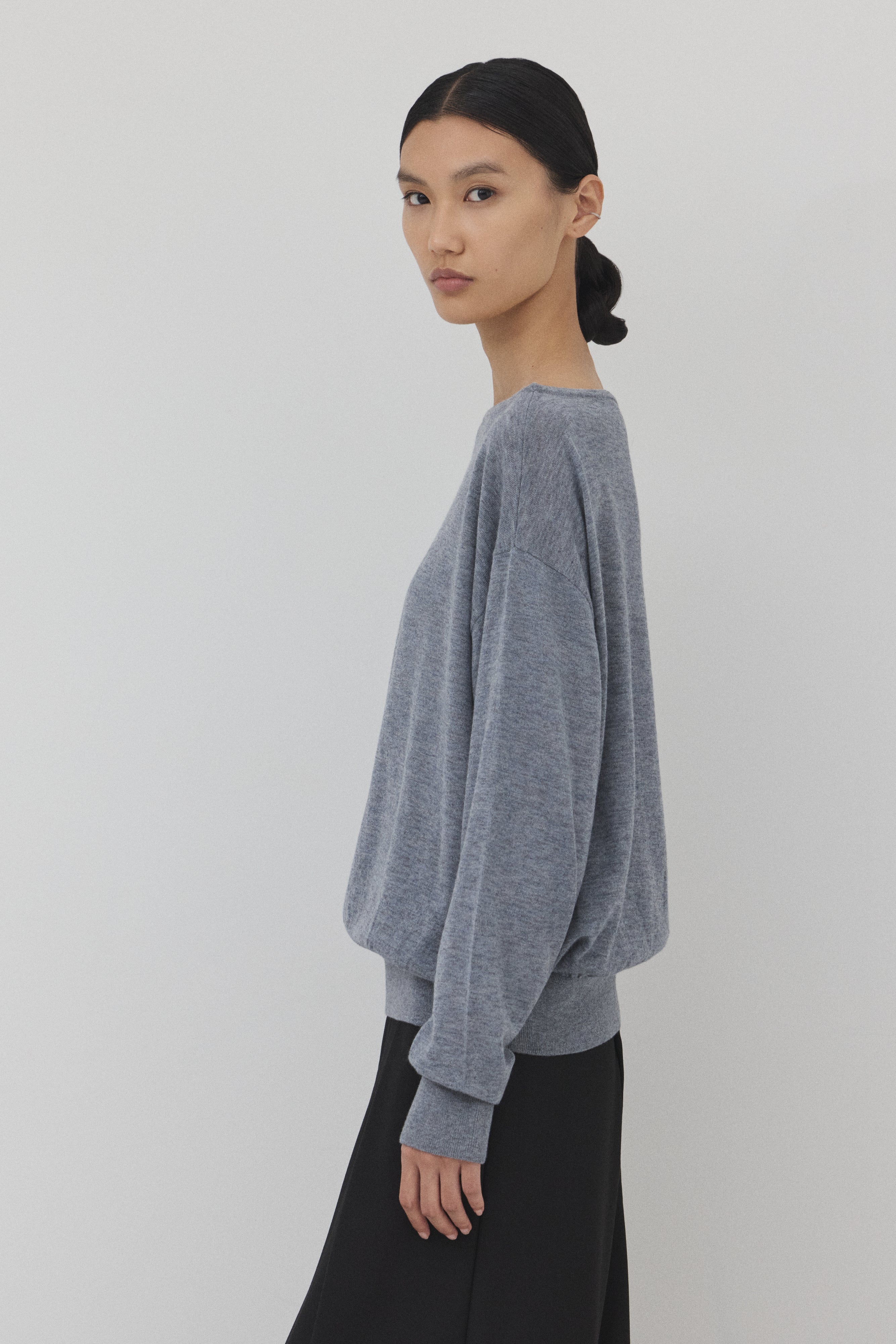 【GRAY】Pure Wool ボートネックニット