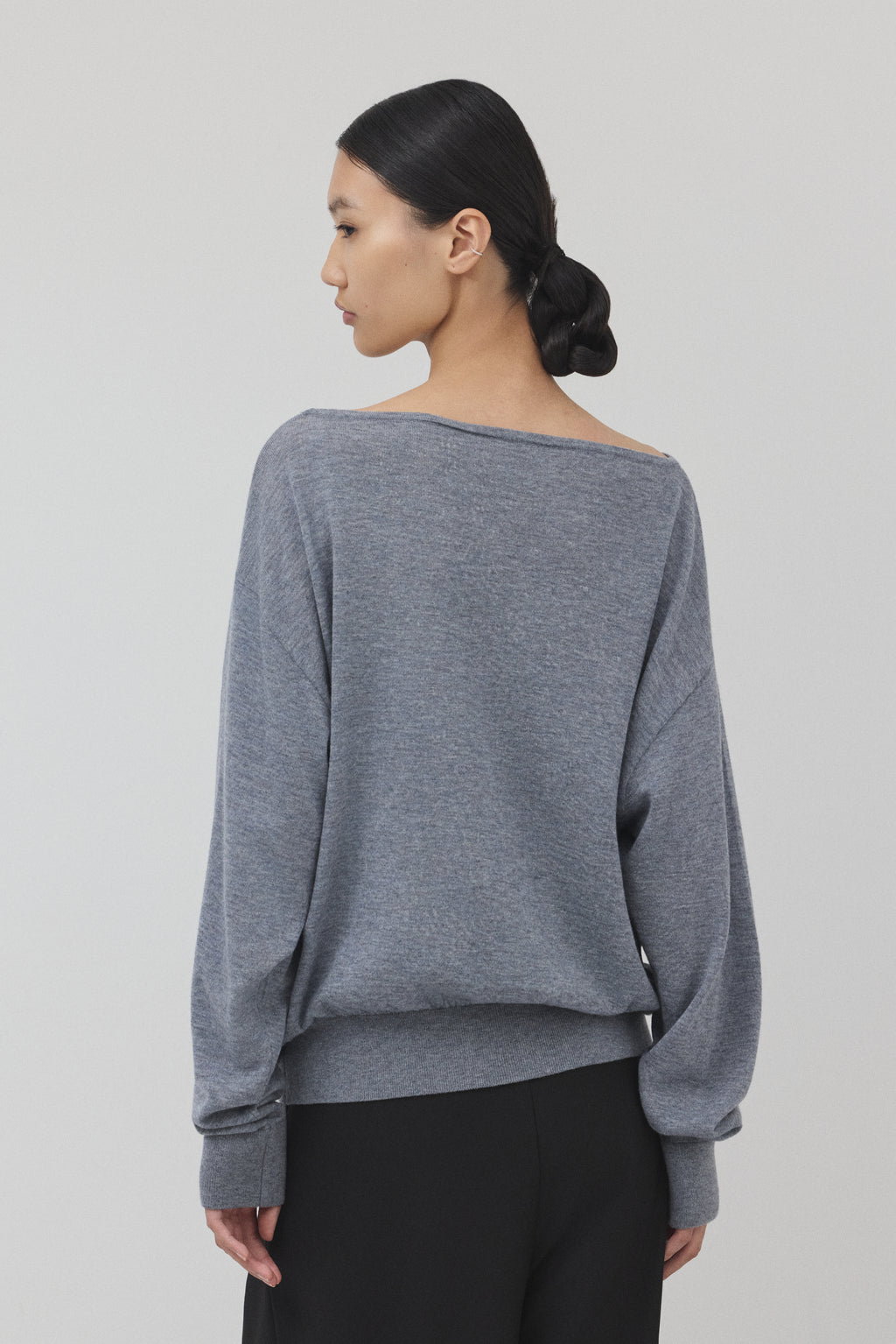 【GRAY】Pure Wool ボートネックニット