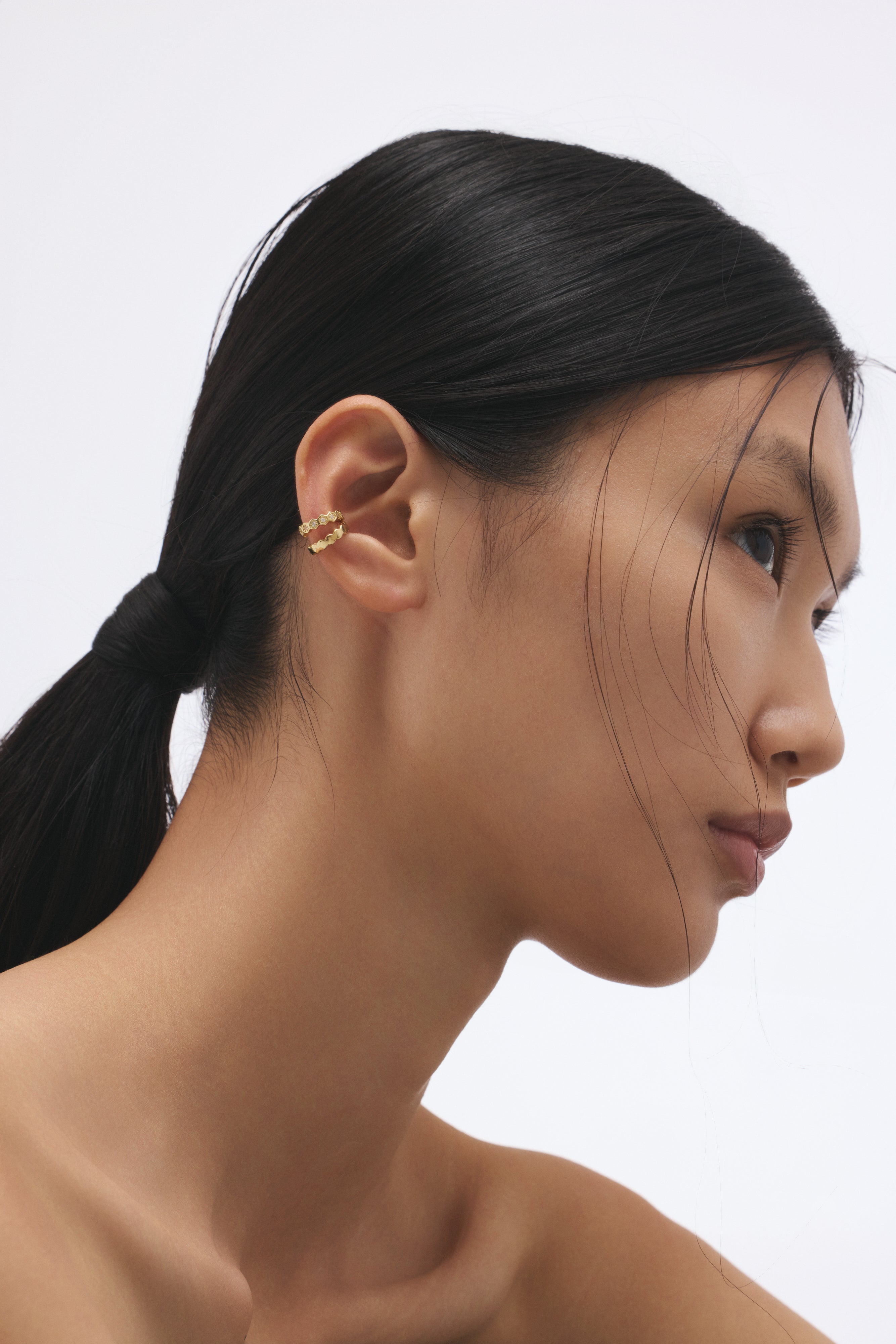 【ゴールド】Honeycomb Edge Ear Cuff Set