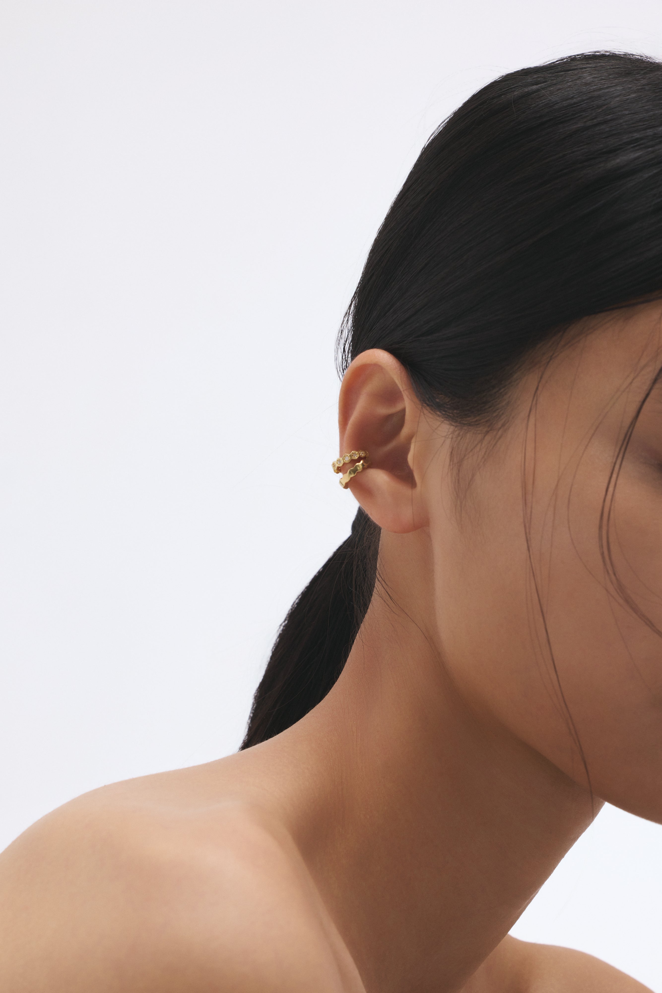 【ゴールド】Honeycomb Edge Ear Cuff Set