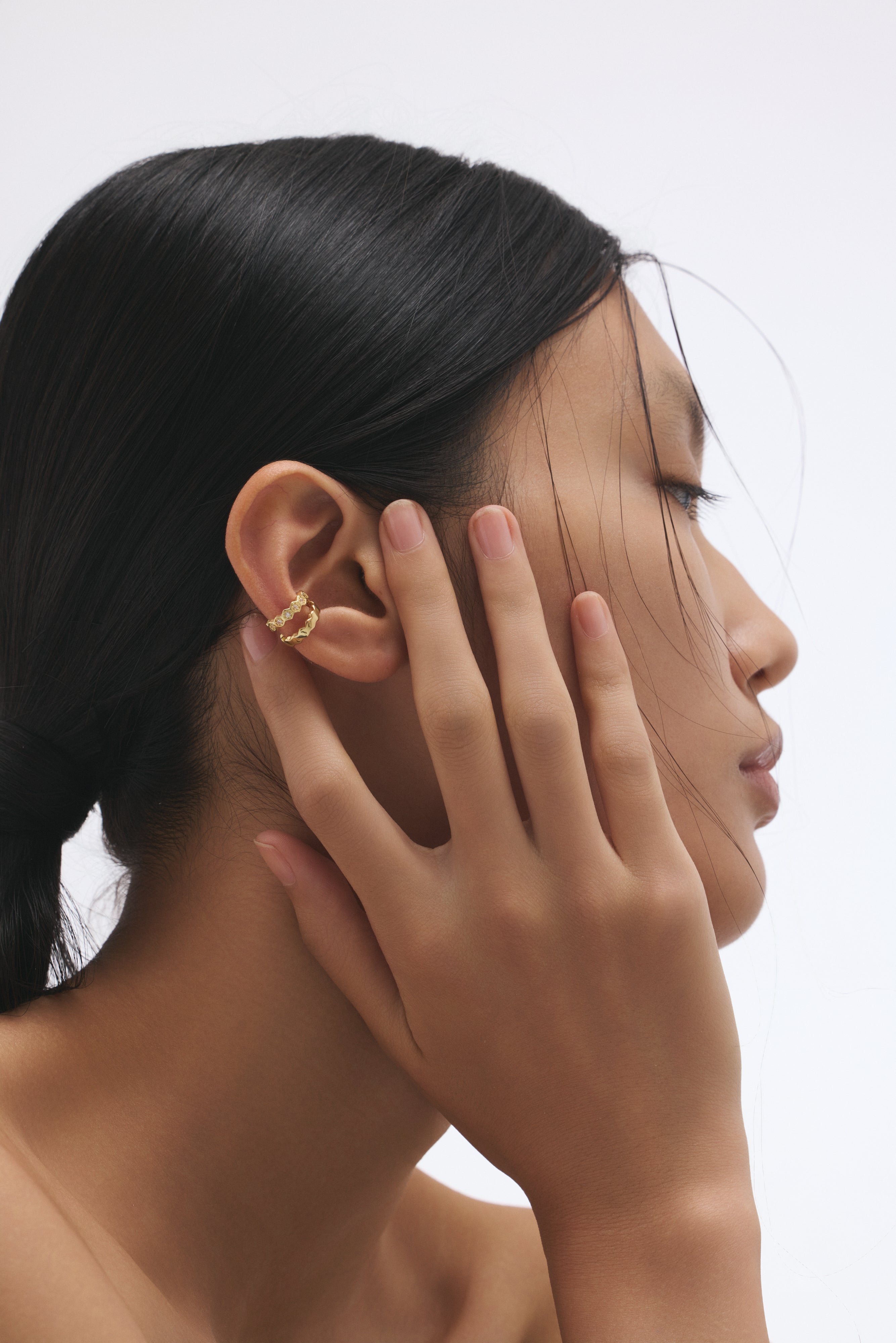 【ゴールド】Honeycomb Edge Ear Cuff Set