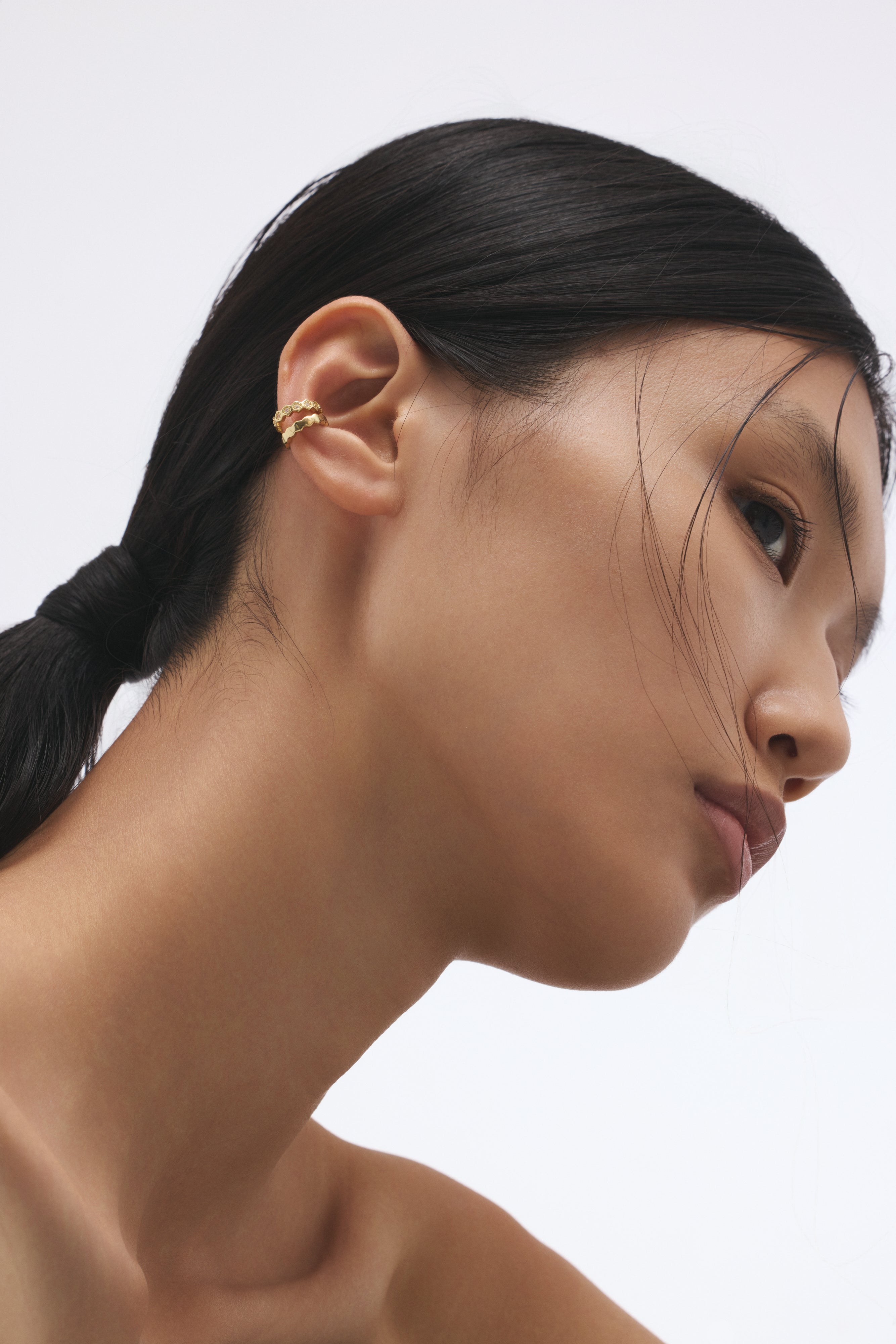 【ゴールド】Honeycomb Edge Ear Cuff Set